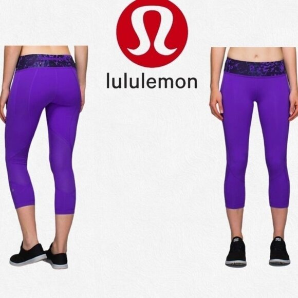 045 - LULULEMON Pace Rival Crop Iris Flower Floral - Picture 1 of 8